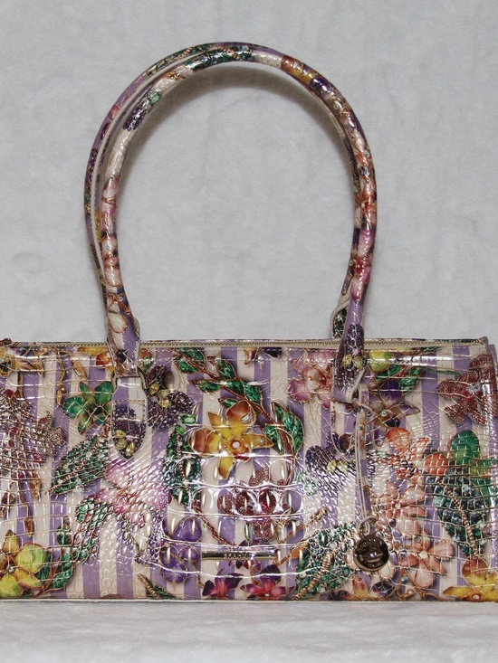 Brahmin Handbags - BRAHMIN Sophia Shoulder Bag Pinstripe Petals Melbourne Leather